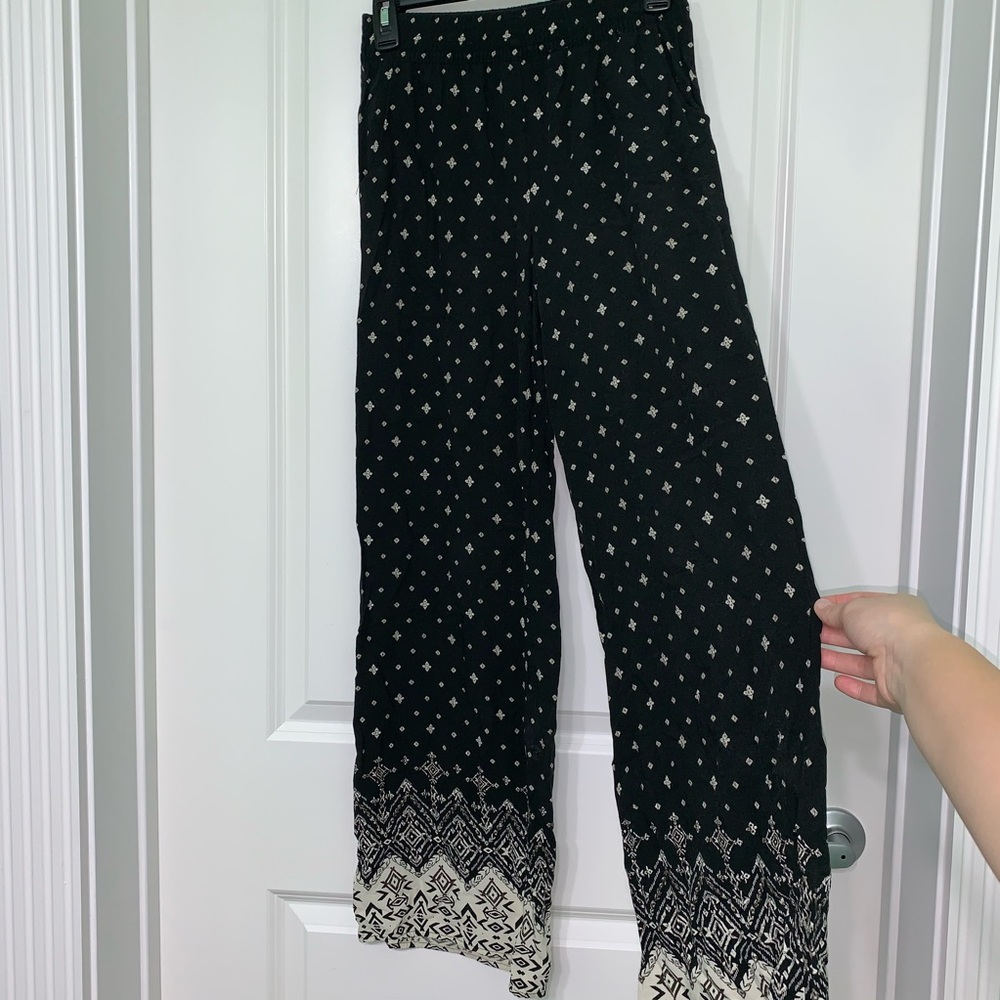 Black and white tribal print palazzo pants